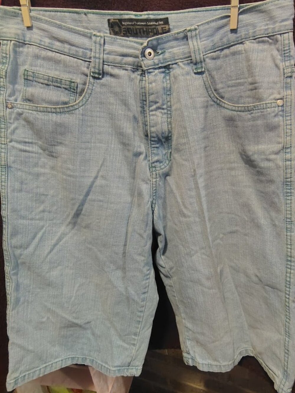 Men's Vintage Y2K 'Southpole' Jean Shorts Light Blue Below Knee Size 34